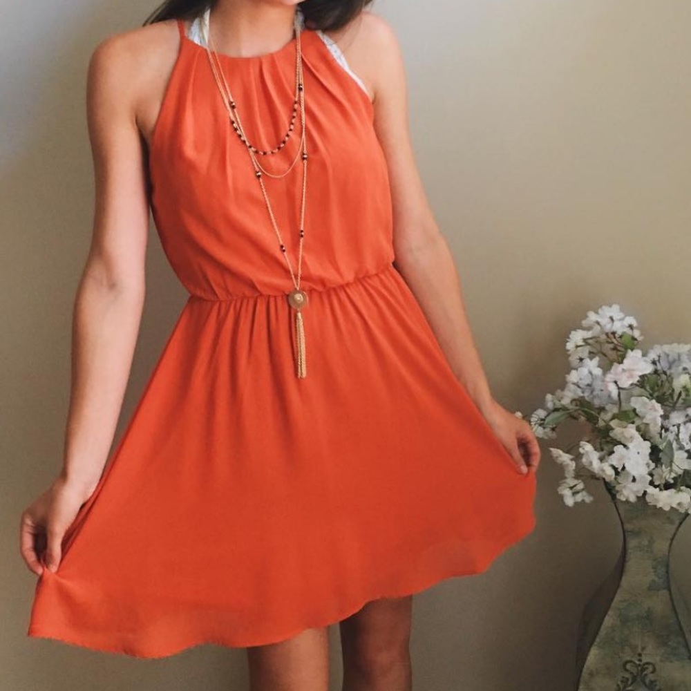 Orange mini dress